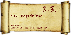 Kuhl Boglárka névjegykártya